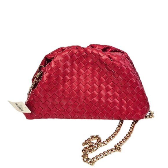 Anthropologie Maeve The Frankie Mini Clutch, Woven Bow Edition, Red, Chain Strap - Picture 4 of 8